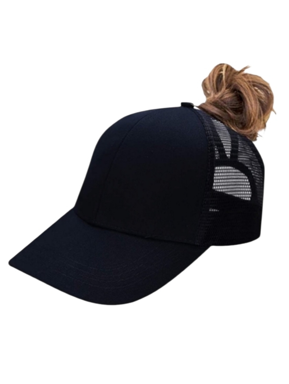 Messy Bun Black Cap